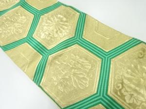 アンティーク　亀甲に菊桐模様織出し袋帯（着用可）